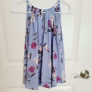 blue floral tank top